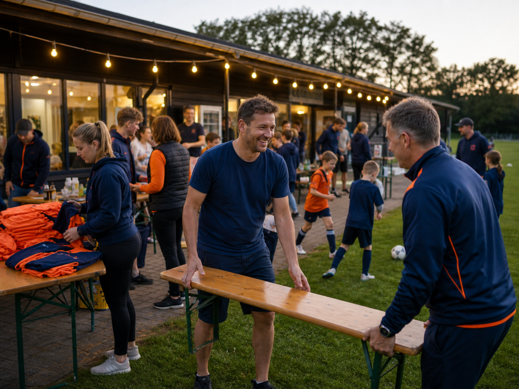 Ehrenamtliche bereiten ein Vereinsfest vor