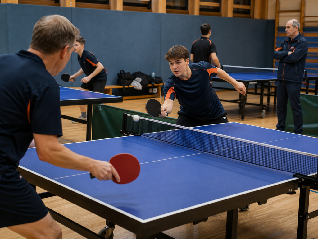 Tischtennistraining in der Sporthalle