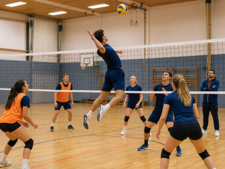 Volleyballtraining in der Sporthalle